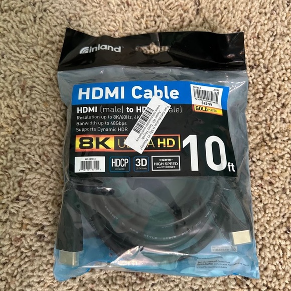 HDMI Cable 10 Ft NEW  Video Male to Male by Inland  8K HD - Picture 4 of 4